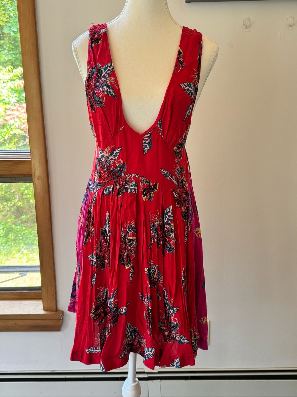 Free People Floral V-Neck Sleeveless Mini Dress